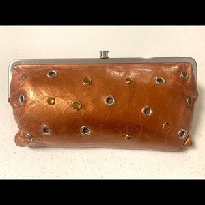 Hobo Burnt Orange Metallic Studded Wallet